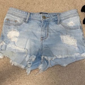 light wash denim shorts